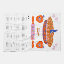 2026 Folk Art Kernstück Apple Pie Kalender Geschirrtuch