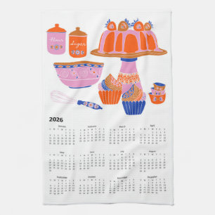 2026 Folk Art Kernstück Kuchen Backkalender Geschirrtuch