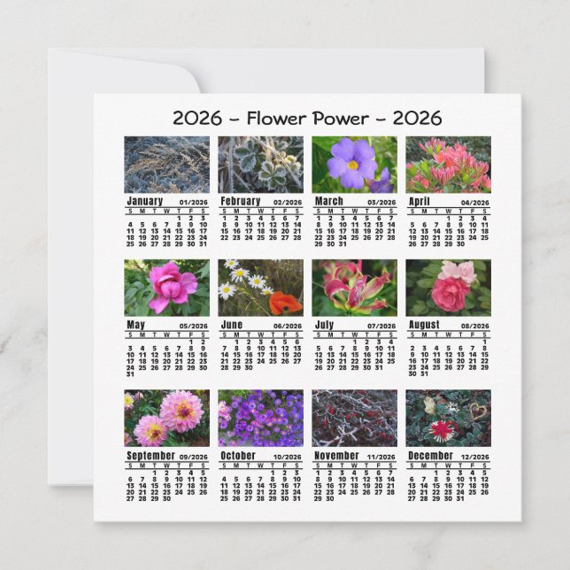 2026 Foto Blume Kalender Sonntag Start (Vorderseite)