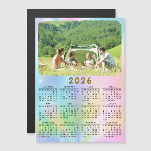 2026 Foto Kalender Magnet Holographic Ombre (Vorne/Hinten)