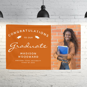 2026 Foto Verbranntes Orange Weißes Schrift Gradui Banner
