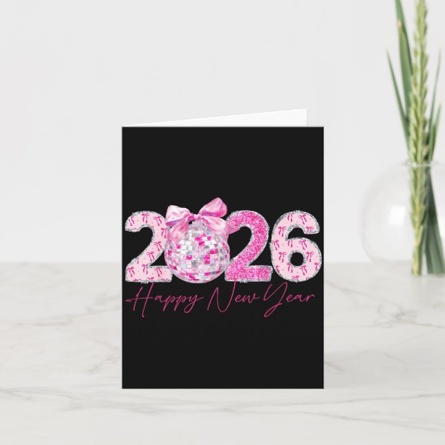 2026 Frohes Neues Jahr Bogen Patch Disco Ball  Karte (Vorderseite)