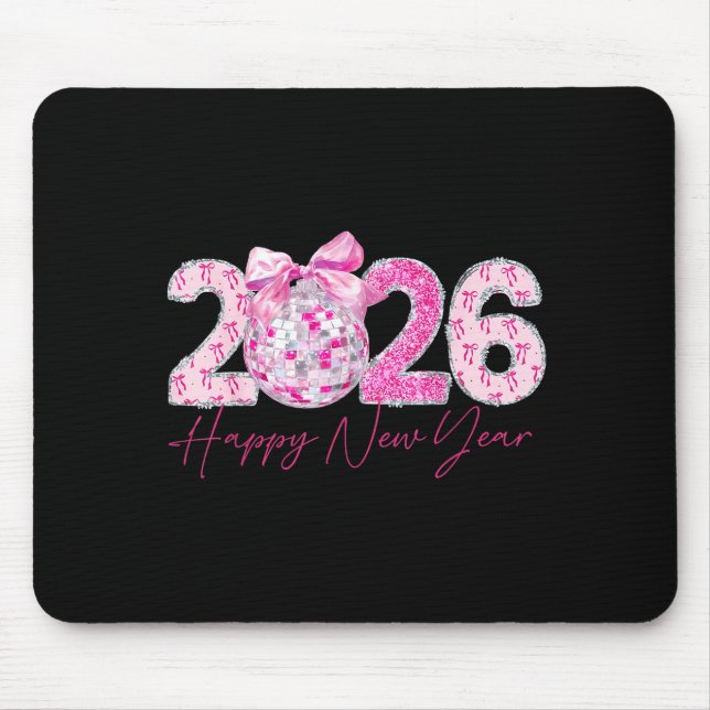 2026 Frohes Neues Jahr Bogen Patch Disco Kugel Mousepad (Vorne)