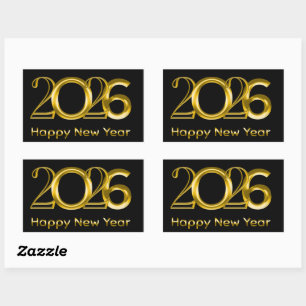 2026 Frohes Neues Jahr Faux-Gold-Typografie Rechteckiger Aufkleber