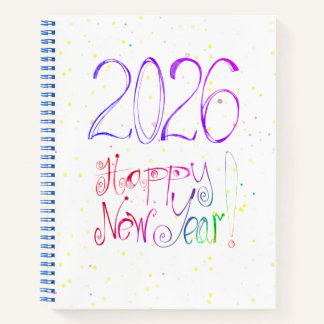 2026 frohes neues Jahr Handlettering Spiralblock Notizbuch