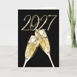 2026 Frohes Neues Jahr Sparklers und Champagner Feiertagskarte