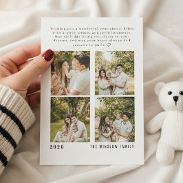 2026 Frohes Neues Jahr Vier Foto Familien Collage  Feiertagskarte