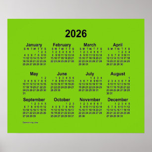 2026 Gelber grüner Kalender von Janz Print Poster