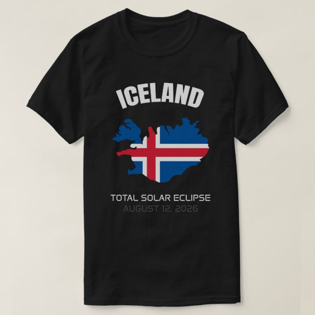 2026 Gesamter Solar Eclipse Island Flag-T - Shirt (Design vorne)
