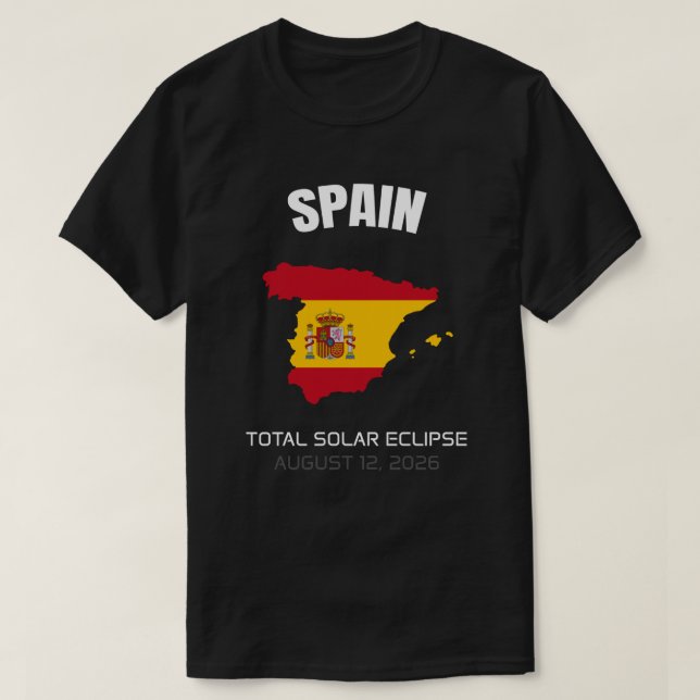 2026 Gesamter Solar Eclipse Spanien Flaggenstaat-T T-Shirt (Design vorne)