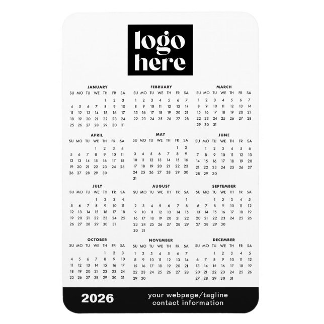 2026 Geschäft Logo Magnet Kalender (Vertikal)