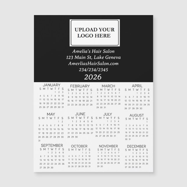 2026 Geschäft-Logo Mini-Kalender Magnetkarte (Vorderseite)