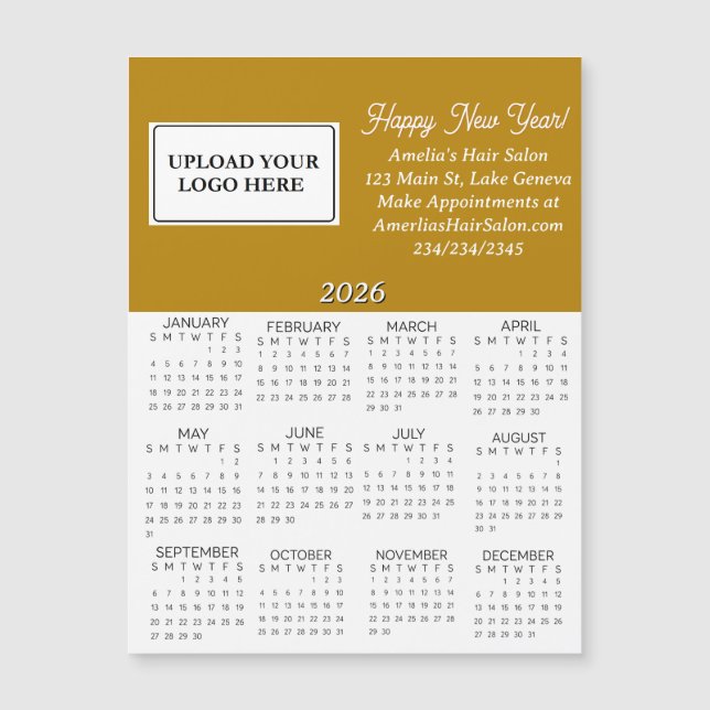 2026 Geschäfts-Logo-Mini-Kalender Magnetkarte (Vorderseite)