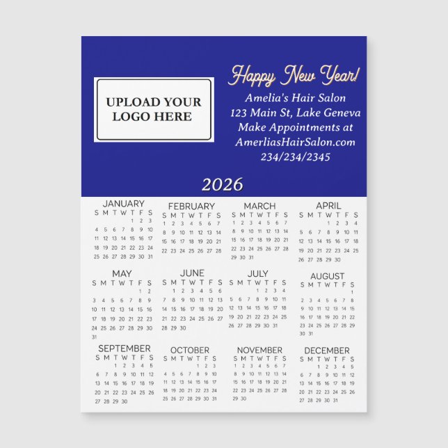 2026 Geschäfts-Logo-Mini-Kalender Magnetkarte (Vorderseite)
