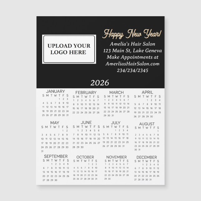 2026 Geschäfts-Logo-Mini-Kalender Magnetkarte (Vorderseite)