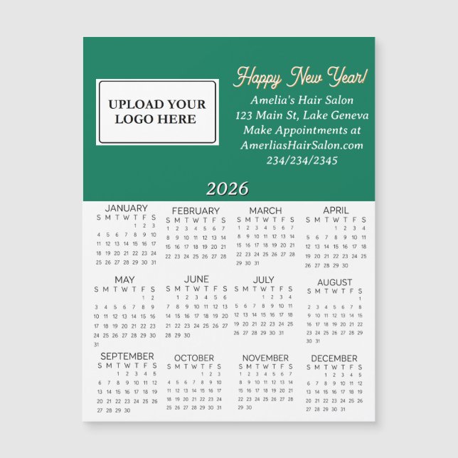 2026 Geschäfts-Logo-Mini-Kalender Magnetkarte (Vorderseite)