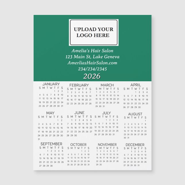 2026 Geschäfts-Logo-Mini-Kalender Magnetkarte (Vorderseite)