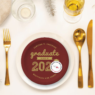 2026 Gold Fette Skizze Typografie Abschlussfeier Pappteller