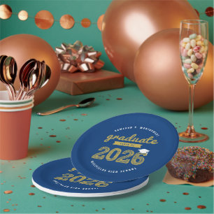 2026 Gold Fette Skizzen-Typografie Abschlussfeier Pappteller