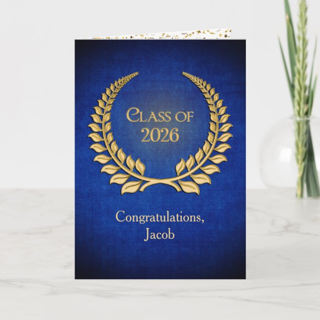 2026 Gold Graduation Laurel Wreath   Karte (Vorderseite)