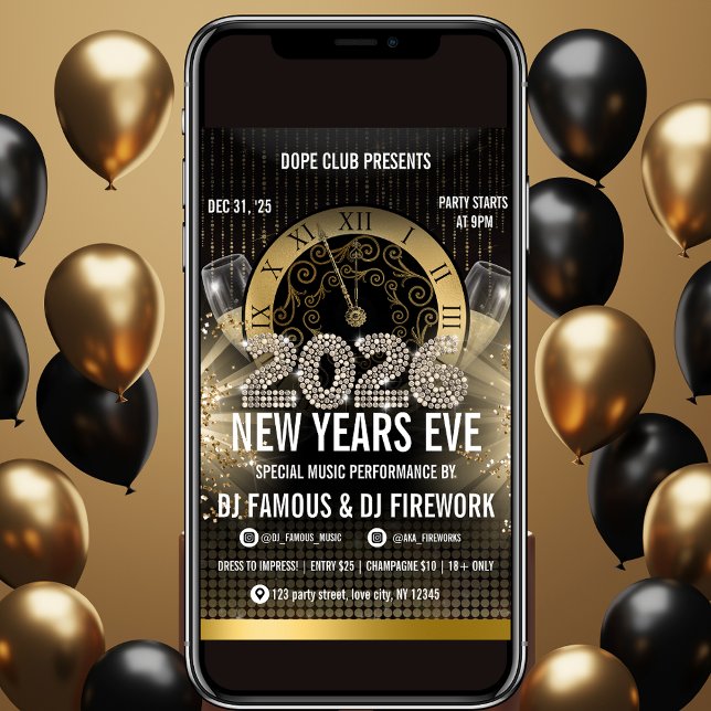 2026 Gold New Years Eve Party Invitation Einladung (Von Creator hochgeladen)