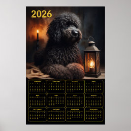 2026 Goldendoodle mit Laterne und Kerzenkalender Poster