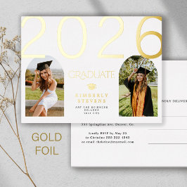 2026 graduate arch photos gold graduation party folie einladungspostkarte