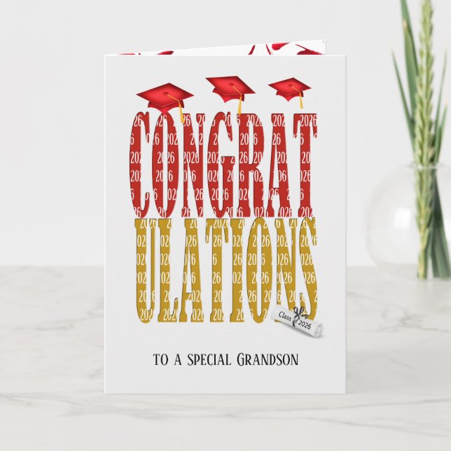 2026 Graduation Congratulations for Grandson Karte (Vorderseite)