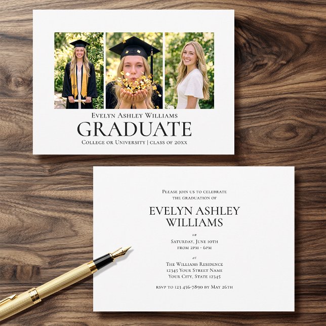 2026 Graduation Party Invitation Classic Photo Einladung (Von Creator hochgeladen)