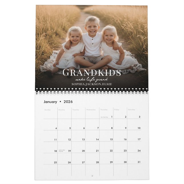 2026 Grandkids Make Life Grand Custom Photo  Kalender (Jan 2026)