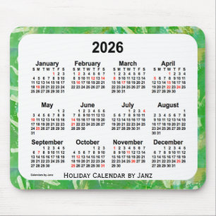 2026 Green Holiday Art Calendar von Janz Mouse Pad Mousepad