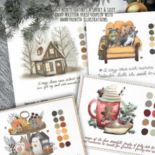 2026 Handbemalter Kunstkalender mit monatlicher Po Kalender