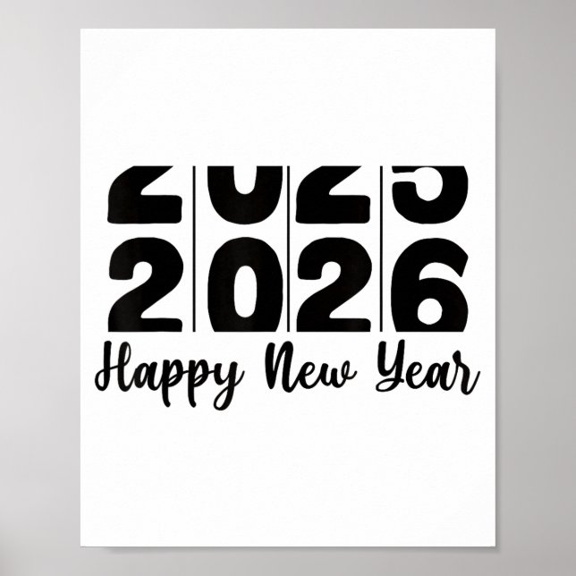 2026 Happy New Year Bold Numbers Celebration Party Poster (Vorne)