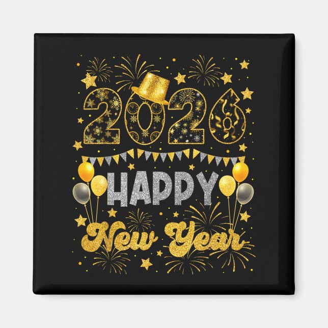2026 Happy New Year Eve Celebration Firework Men W Magnet (Vorne)