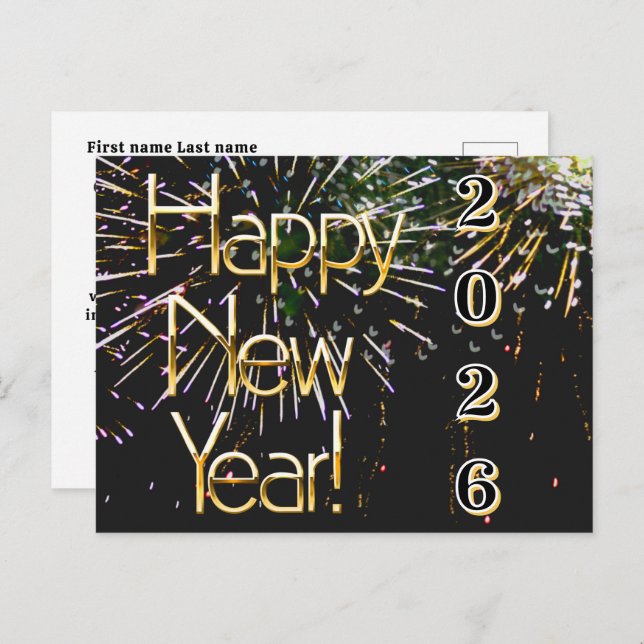 2026, Happy new year!holiday Firework Merry Christ Postkarte (Vorne/Hinten)