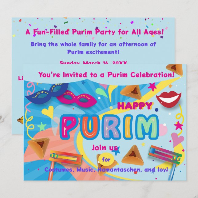 2026 Happy Purim Festival Einladung (Vorne/Hinten)