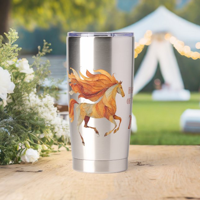 2026 Happy Year of the Horse Design Thermobecher (Hochzeit (gedreht))