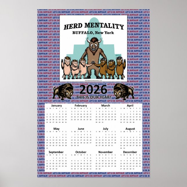 2026 Herdenmentalitäts-Kalender (12 x 18) Poster (Vorne)