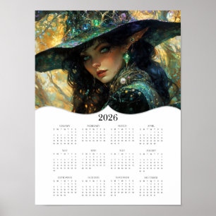 2026 Hexe Volljahr-Jahreskalender Poster