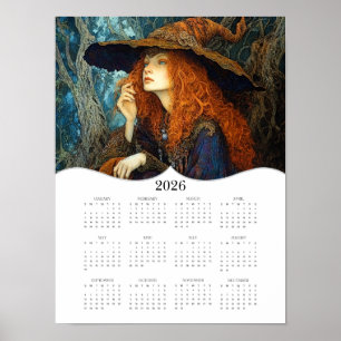 2026 Hexen-Kalender für das ganze Jahr, Jahres-Wan Poster