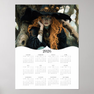 2026 Hexen-Kalender für das ganze Jahr, Jahres-Wan Poster