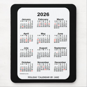 2026 Holiday Two Tone Black Calendar von Janz Mousepad