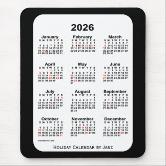 2026 Holiday Two Tone Black Calendar von Janz Mousepad