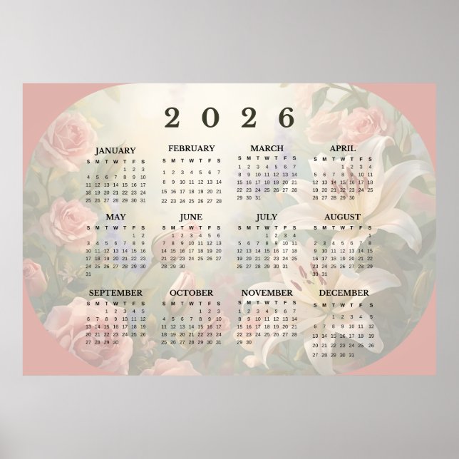 2026 Horizontaler Wandkalender Poster (Vorne)