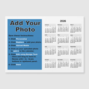 2026 Ihr Foto 5x7 Mini-Kalender-Magnet-Schablone Magneteinladung
