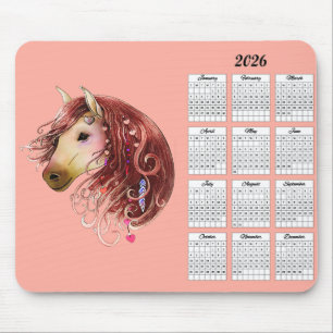 2026 Indischer Liebe - Pferdekalender Mousepad