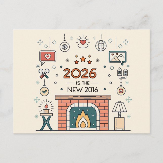 2026 Is The New 2016 Cozy Culture Vector Postkarte (Vorderseite)