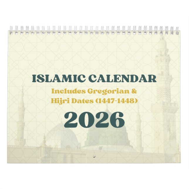 2026 Islamischer Hijri-Kalender | Gregorianisch +  Kalender (Titelbild)