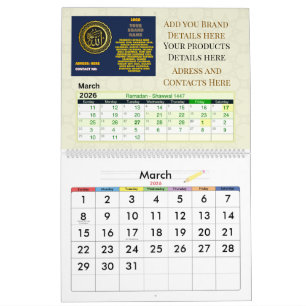 2026 Islamischer Hijri-Kalender Gregorianisch + Kalender