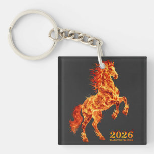 2026 Jahr des Feuerpferdes Schlüsselanhänger